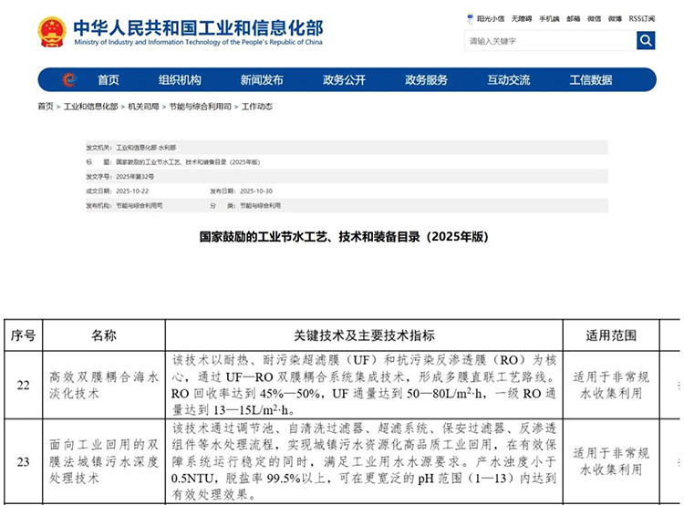 获国家推广！long8电子首页两技术入选“2025国家节水目录”！